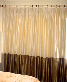 Single Bordered Solid Silk Dupioni Drapes and Curtains